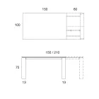Table à manger extensible jusqu'à 2,8 m en métal et plateau en céramique mate - Rashid Viadurini