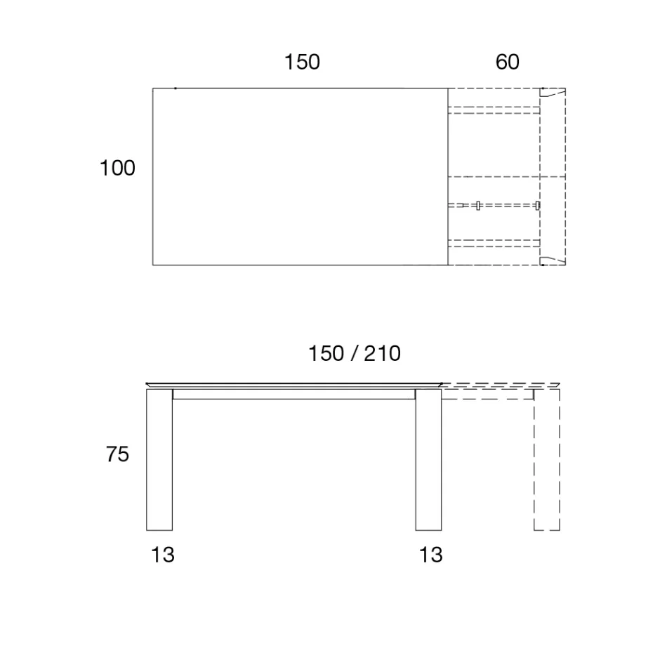 Table à manger extensible jusqu'à 2,8 m en métal et plateau en céramique mate - Rashid Viadurini