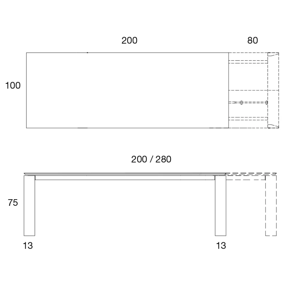 Table à manger extensible jusqu'à 2,8 m en métal et plateau en céramique mate - Rashid Viadurini
