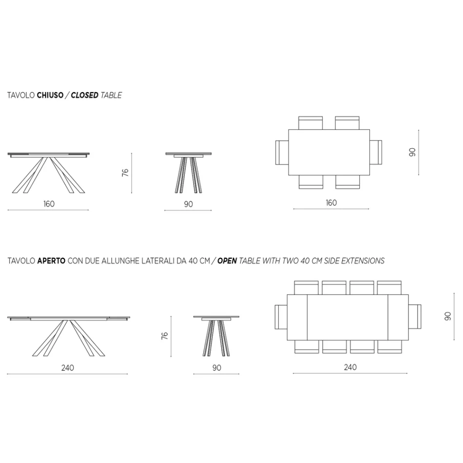 Table à Manger Extensible à 240 cm Effet Marbre et Structure Métal - Yvan Viadurini