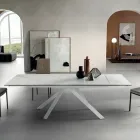 Table à Manger Extensible à 240 cm Effet Marbre et Structure Métal - Yvan Viadurini