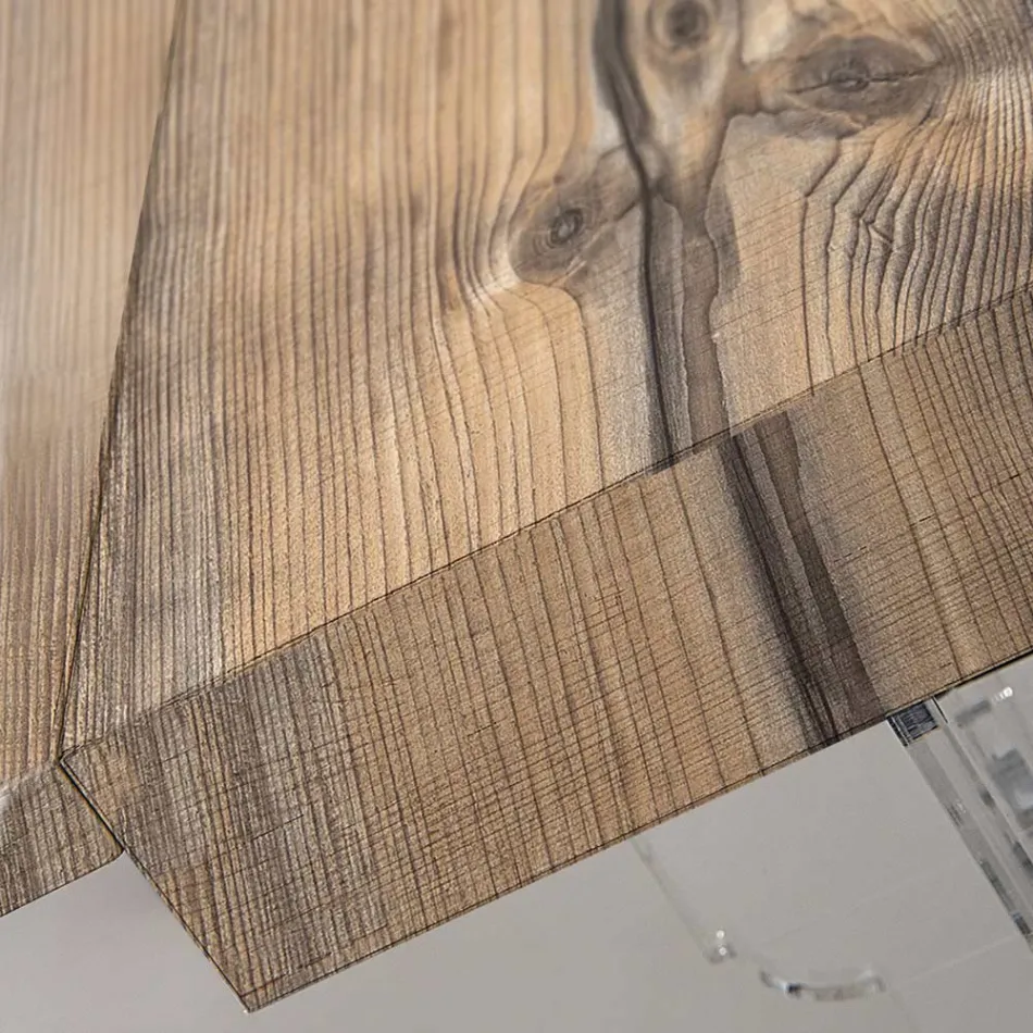 Table à Manger Extensible à 255 cm en Plexiglas et Bois Made in Italy - Françoise Viadurini