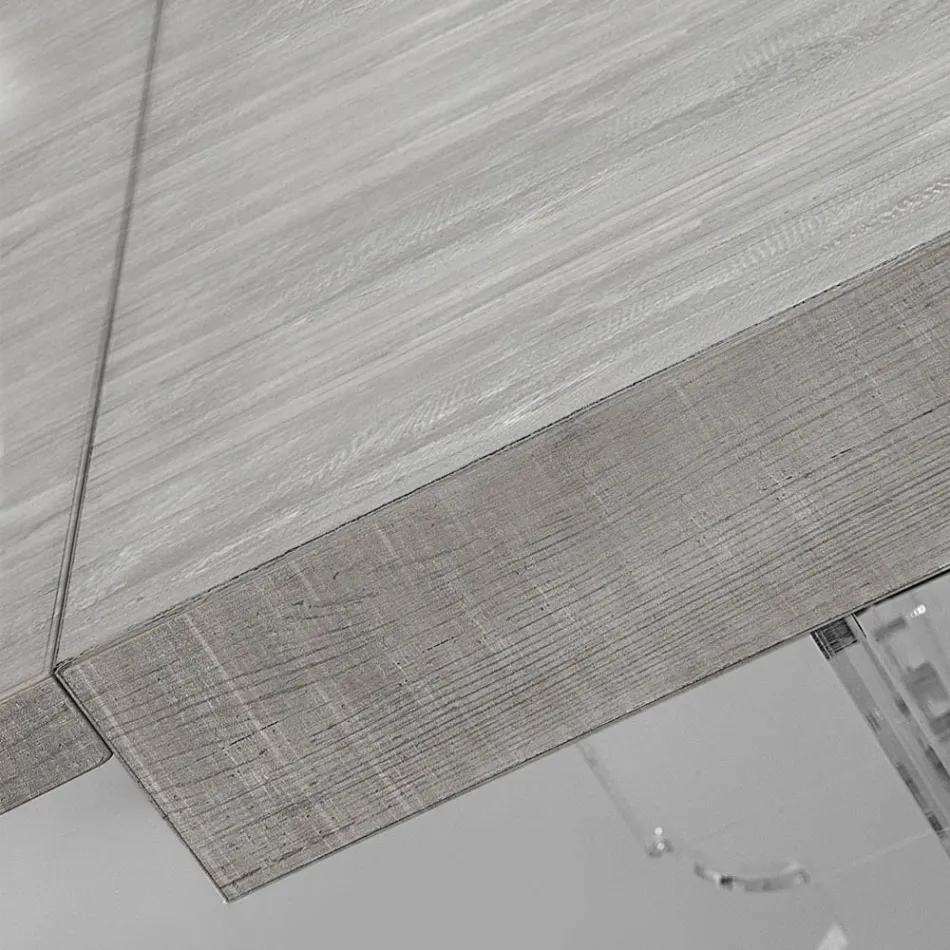 Table à Manger Extensible à 255 cm en Plexiglas et Bois Made in Italy - Françoise Viadurini