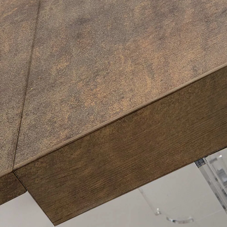 Table à Manger Extensible à 255 cm en Plexiglas et Bois Made in Italy - Françoise Viadurini