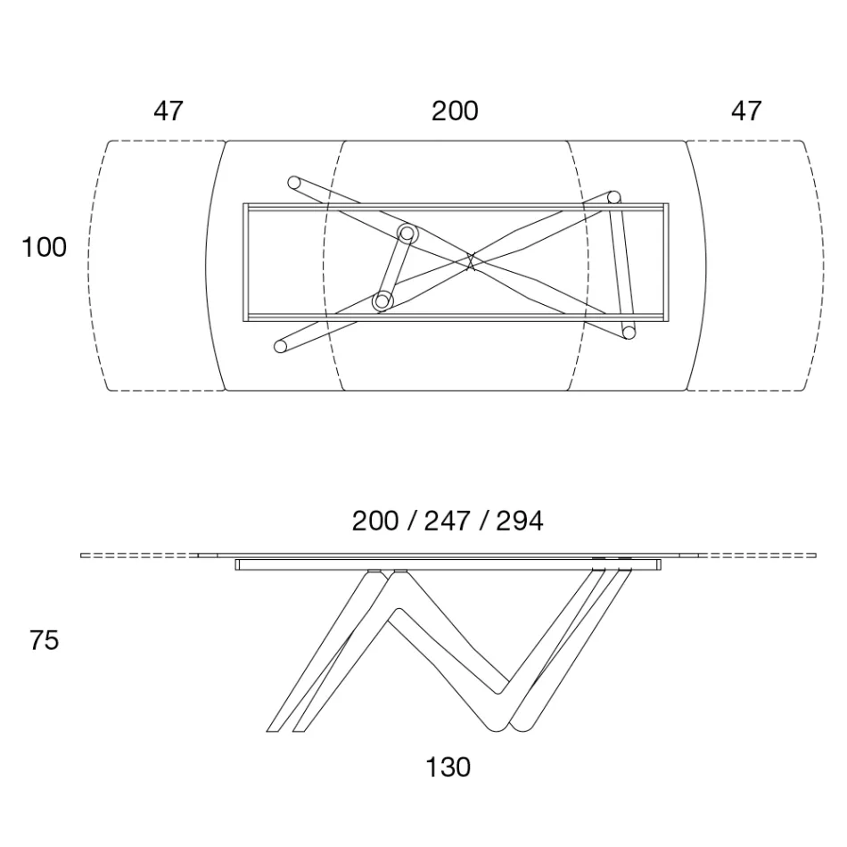 Table à manger extensible jusqu'à 294 cm en céramique polie et polyuréthane - Stalto Viadurini