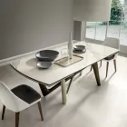 Table à manger extensible jusqu'à 294 cm en céramique polie et polyuréthane - Stalto Viadurini