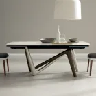 Table à manger extensible jusqu'à 294 cm en céramique polie et polyuréthane - Stalto Viadurini