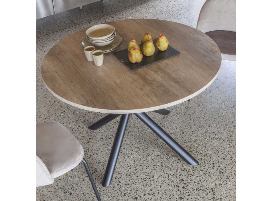 Table à manger extensible jusqu'à 165 cm en acier et bois mélaminé - Veneto Viadurini