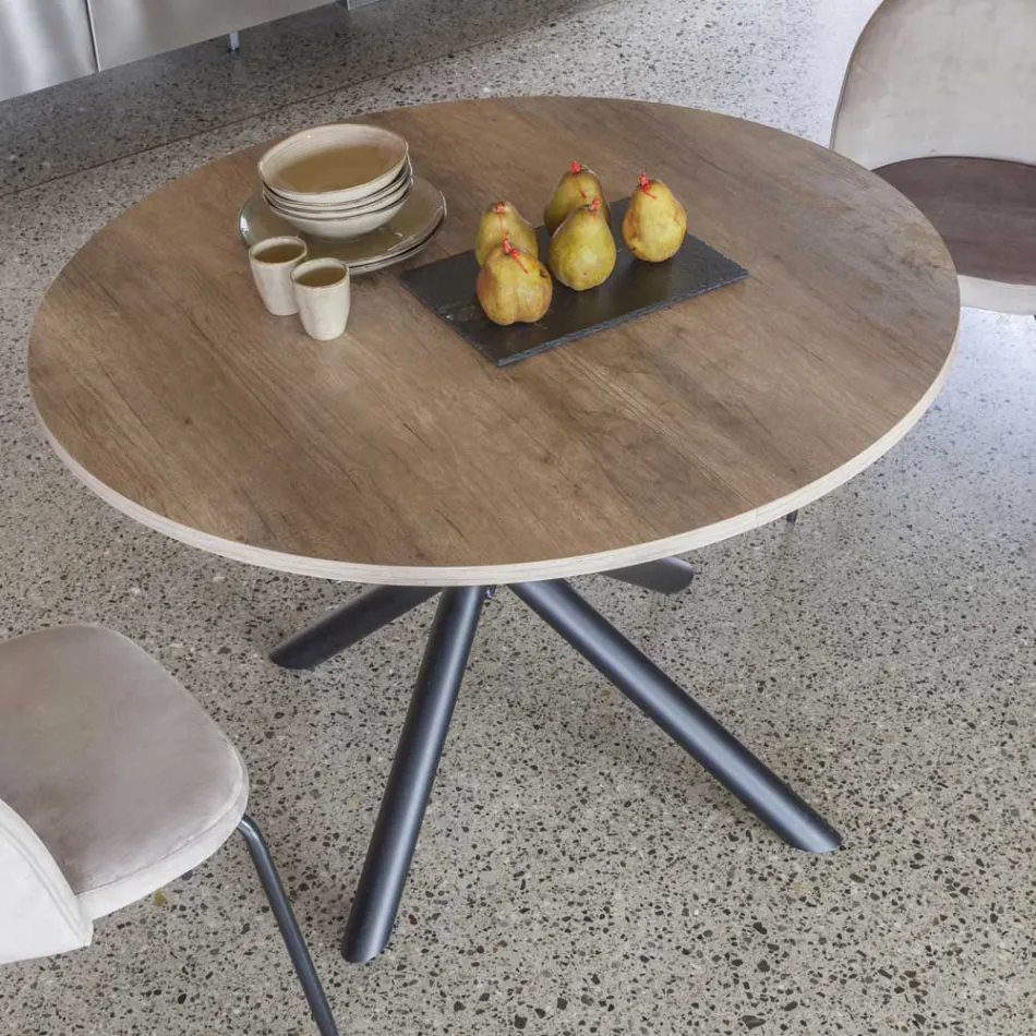 Table à manger extensible jusqu'à 165 cm en acier et bois mélaminé - Veneto Viadurini