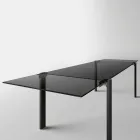 Table à manger extensible jusqu'à 280 cm avec plateau en verre Made in Italy - Melo Viadurini