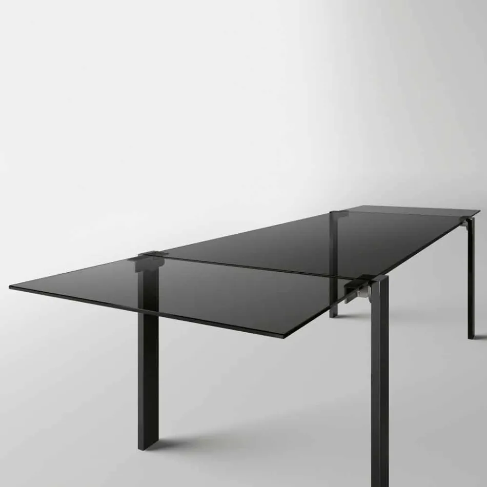 Table à manger extensible jusqu'à 280 cm avec plateau en verre Made in Italy - Melo Viadurini