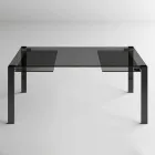 Table à manger extensible jusqu'à 280 cm avec plateau en verre Made in Italy - Melo Viadurini