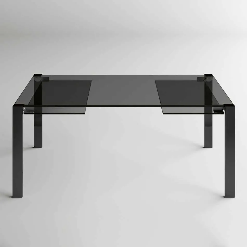 Table à manger extensible jusqu'à 280 cm avec plateau en verre Made in Italy - Melo Viadurini
