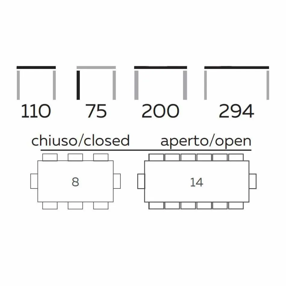 Table à manger extensible jusqu'à 294 cm en grès et métal Made in Italy - Nuzzio Viadurini