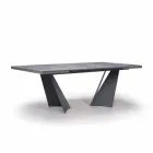 Table à manger extensible jusqu'à 294 cm en grès et métal Made in Italy - Nuzzio Viadurini