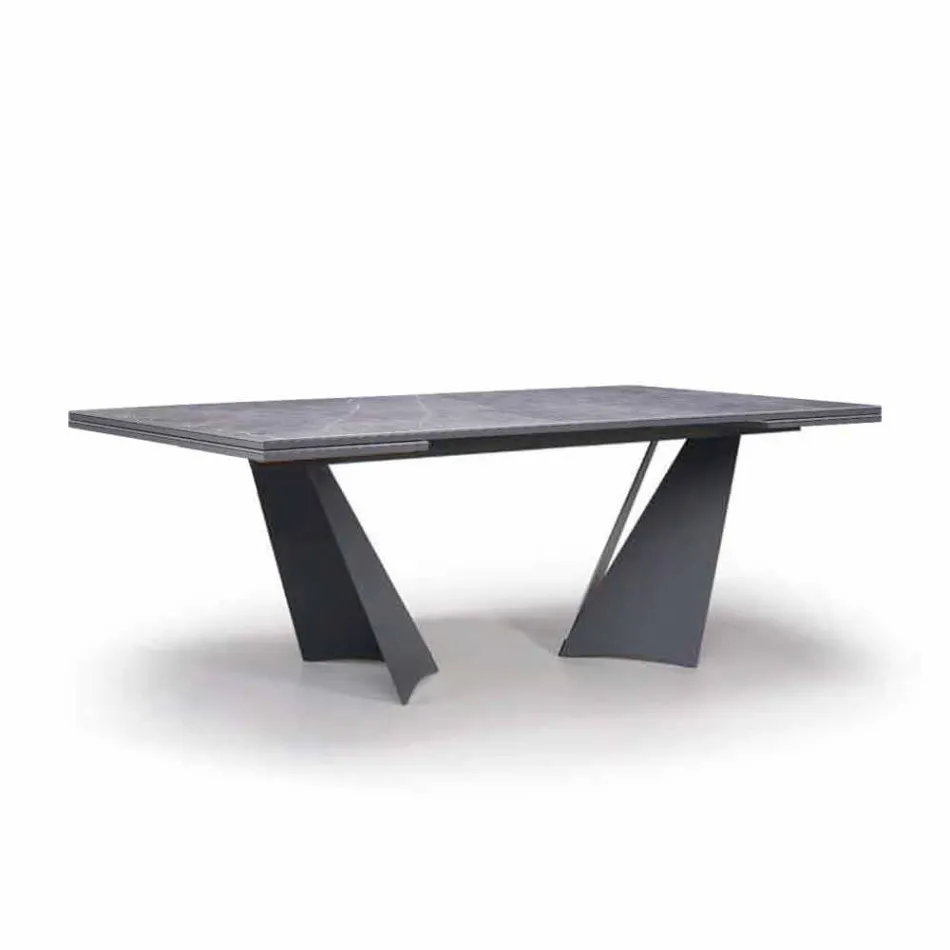 Table à manger extensible jusqu'à 294 cm en grès et métal Made in Italy - Nuzzio Viadurini