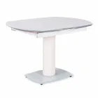 Table extensible à manger en verre et simili cuir, L120 / 180xP90cm, Lelia Viadurini