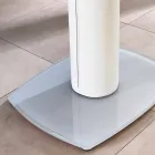 Table extensible à manger en verre et simili cuir, L120 / 180xP90cm, Lelia Viadurini