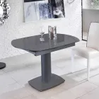 Table extensible à manger en verre et simili cuir, L120 / 180xP90cm, Lelia Viadurini