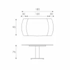 Table extensible à manger en verre et simili cuir, L120 / 180xP90cm, Lelia Viadurini