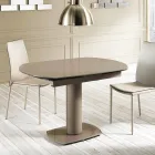 Table extensible à manger en verre et simili cuir, L120 / 180xP90cm, Lelia Viadurini