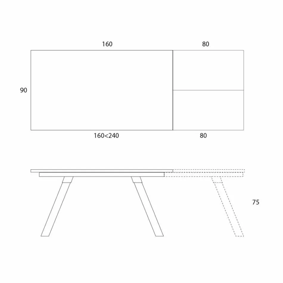 Table à manger extensible plateau en céramique jusqu'à 2,8 m Made in Italy - Paoluccio Viadurini