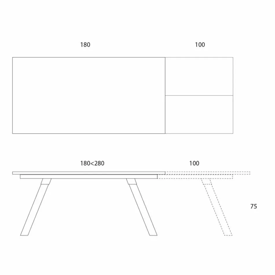 Table à manger extensible plateau en céramique jusqu'à 2,8 m Made in Italy - Paoluccio Viadurini