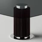 Table à manger avec plateau en verre carré et base en bois Made in Italy - Kuadro Viadurini