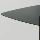 Table à manger avec plateau en verre carré et base en bois Made in Italy - Kuadro Viadurini