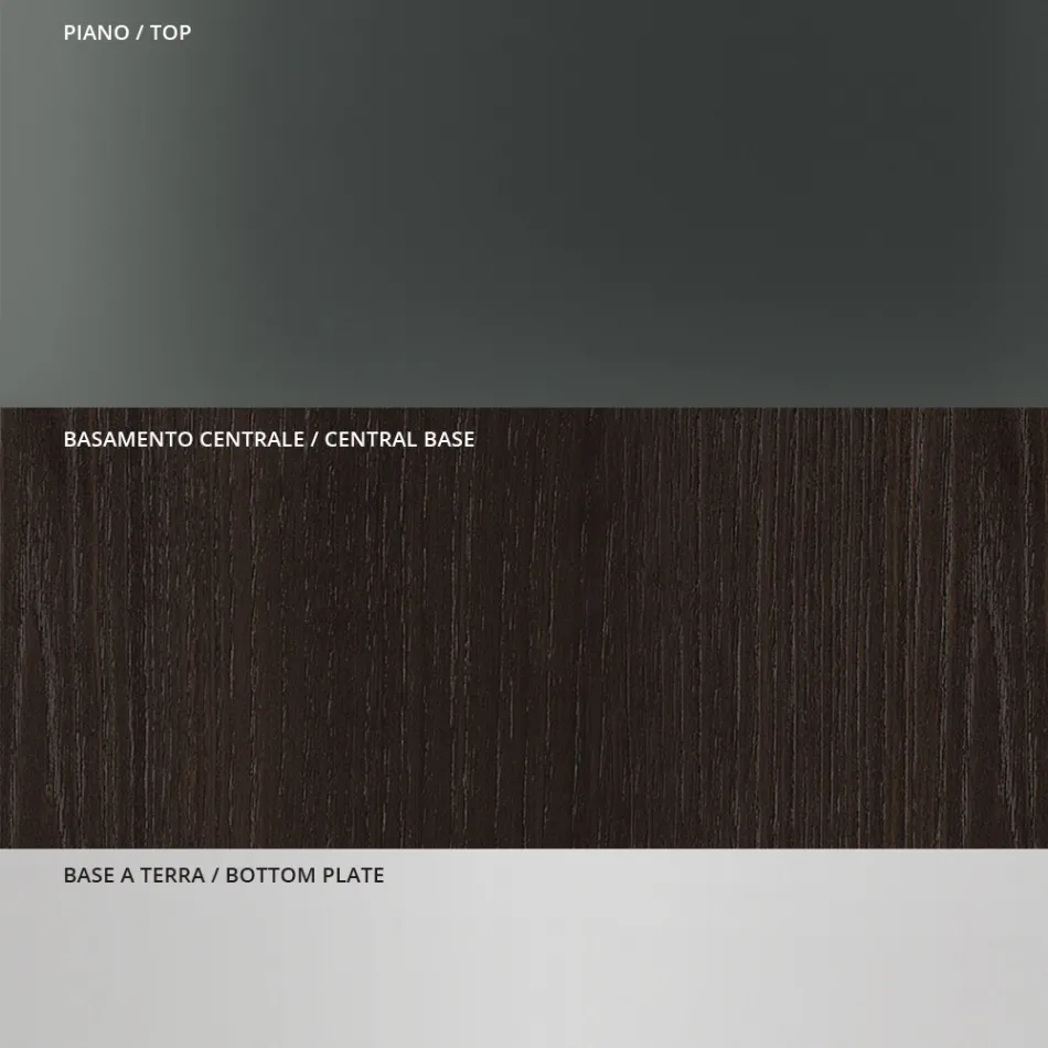 Table à manger avec plateau en verre carré et base en bois Made in Italy - Kuadro Viadurini