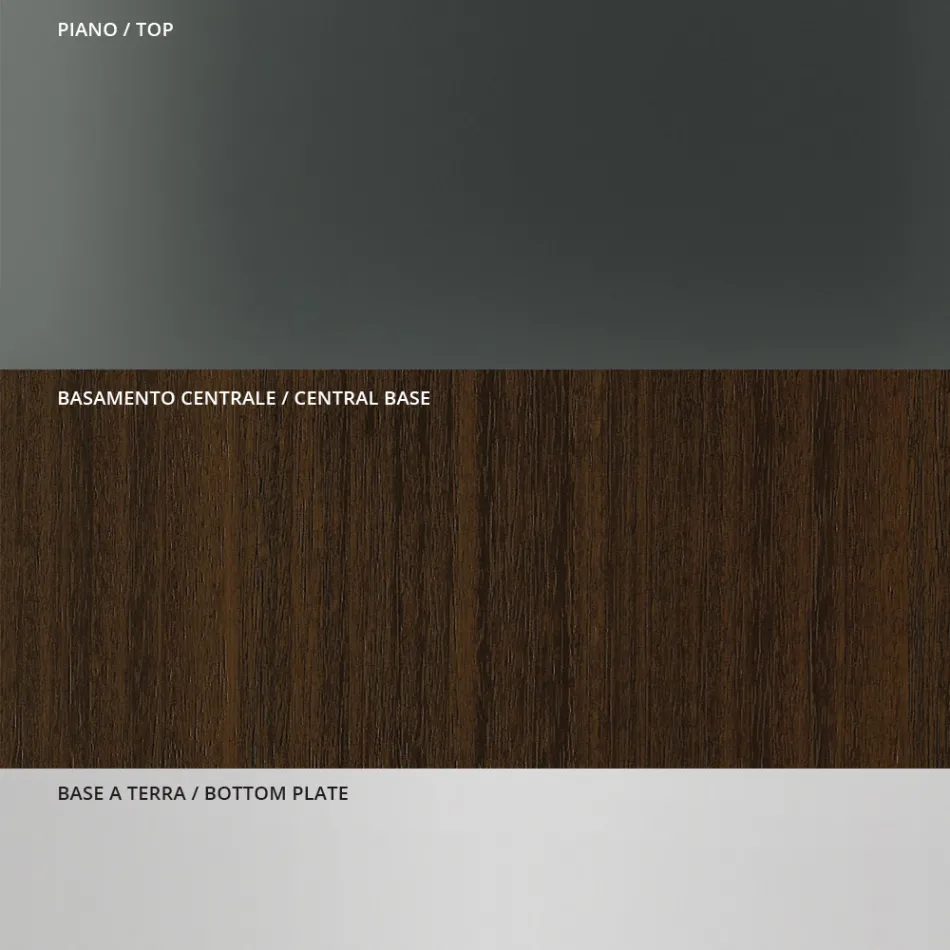 Table à manger avec plateau en verre carré et base en bois Made in Italy - Kuadro Viadurini