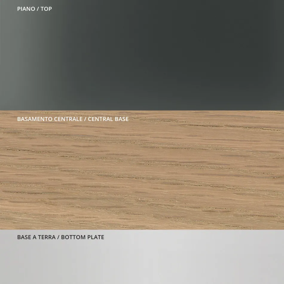 Table à manger avec plateau en verre carré et base en bois Made in Italy - Kuadro Viadurini