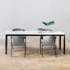 Table à manger de jardin en aluminium et Hpl ou Gres, différentes finitions - Filomena Viadurini
