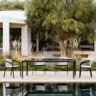 Table à manger de jardin en aluminium et Hpl ou Gres, différentes finitions - Filomena Viadurini