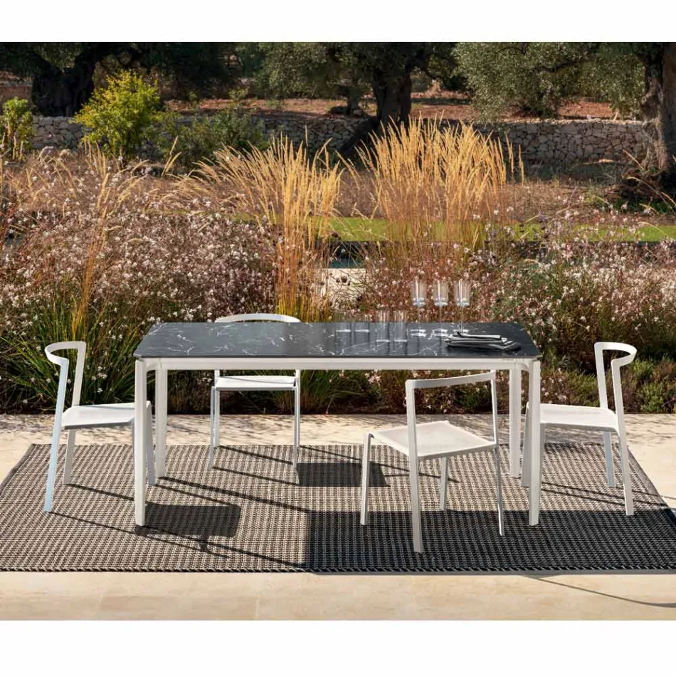 Plateau de table à manger de jardin en grès cérame fabriqué en Italie - Tarik Viadurini