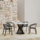 Table à manger d'extérieur en aluminium et plateau en grès Made in Italy - Donovan Viadurini