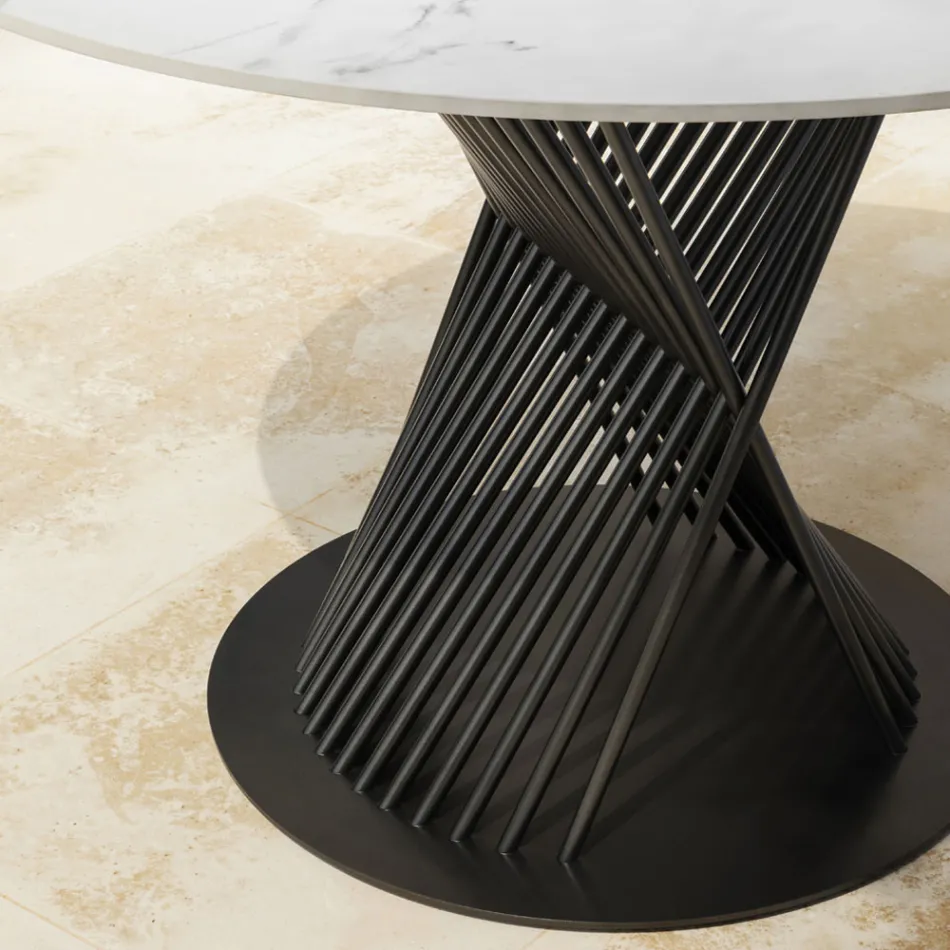 Table à manger d'extérieur en aluminium et plateau en grès Made in Italy - Donovan Viadurini