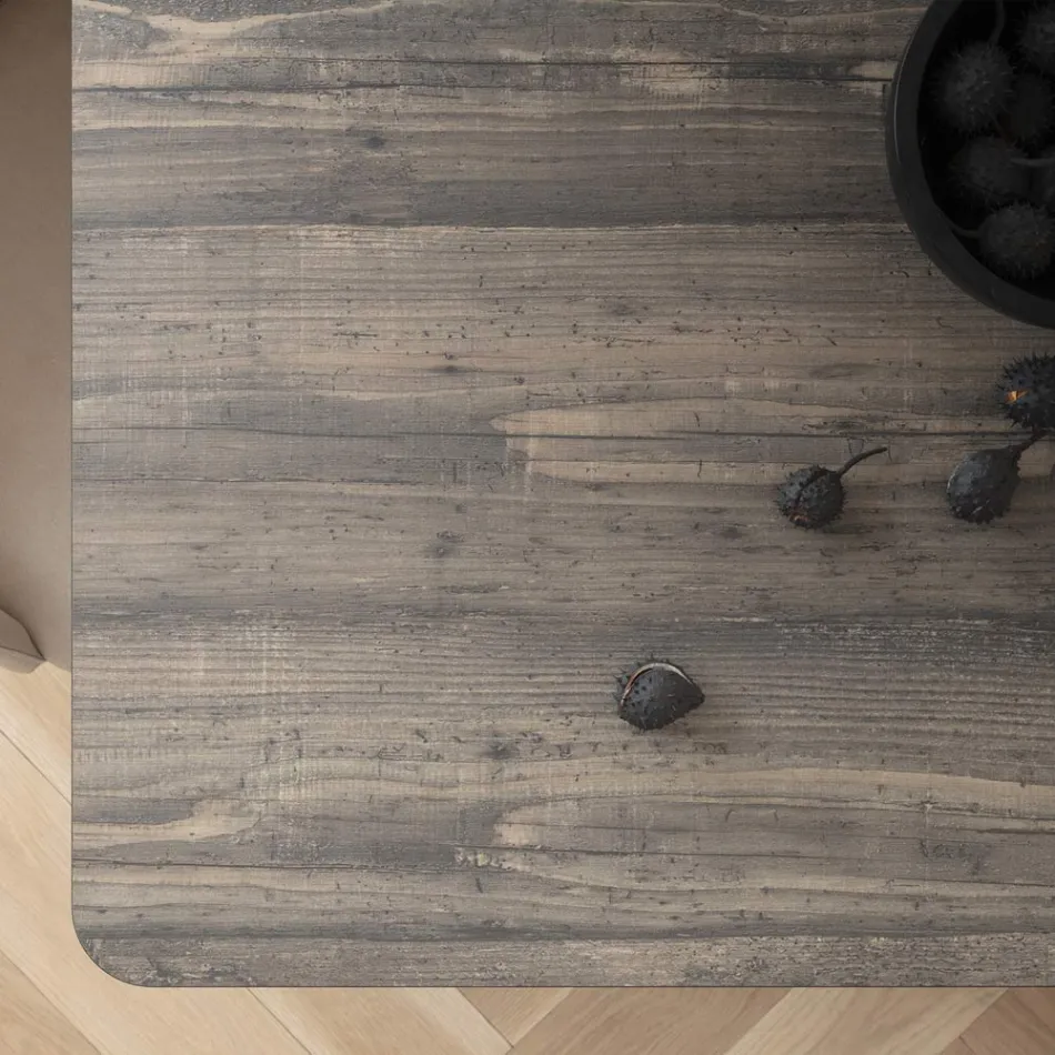 Table à manger fixe en métal et Hpl stratifié Made in Italy - Bastiano Viadurini