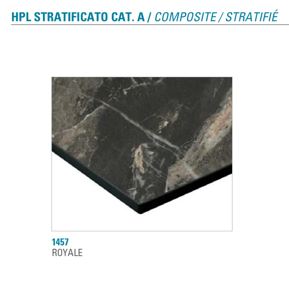 Table à manger fixe en métal et Hpl stratifié Made in Italy - Bastiano Viadurini