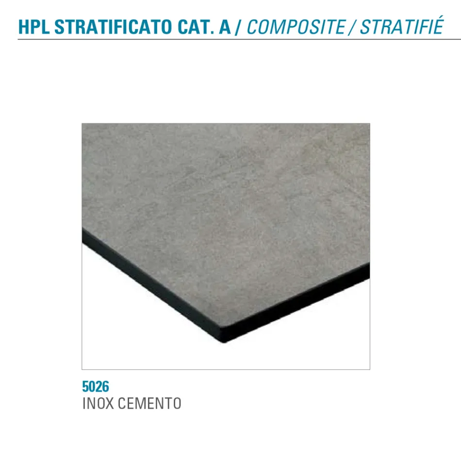 Table à manger fixe en métal et Hpl stratifié Made in Italy - Bastiano Viadurini