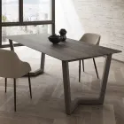 Table à manger fixe en métal et Hpl stratifié Made in Italy - Bastiano Viadurini