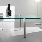 Table à manger en verre transparent et métal de différentes couleurs 5 tailles - Aschio Viadurini