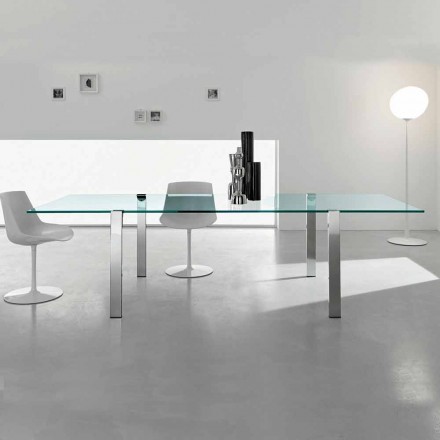 Table à manger en verre transparent et métal de différentes couleurs 5 tailles - Aschio Viadurini