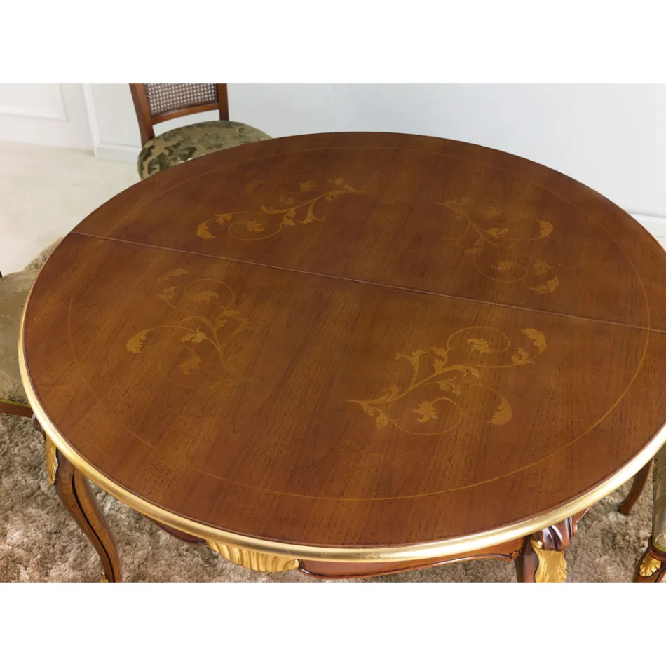 Table à manger ronde extensible 240 cm en bois Made in Italy - Baroque Viadurini
