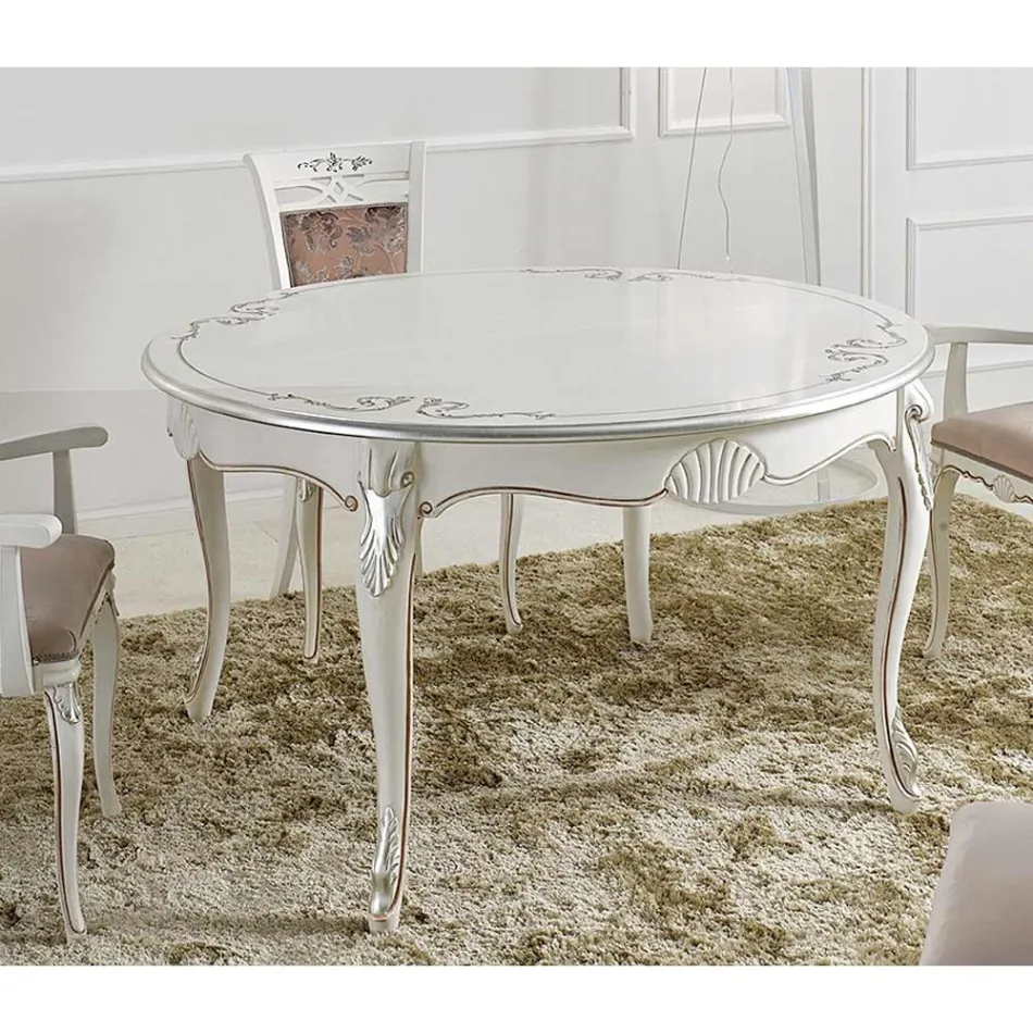 Table à manger ronde extensible 240 cm en bois Made in Italy - Baroque Viadurini