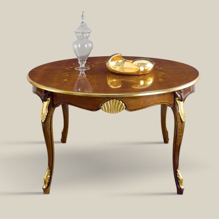 Table à manger ronde extensible 240 cm en bois Made in Italy - Baroque Viadurini