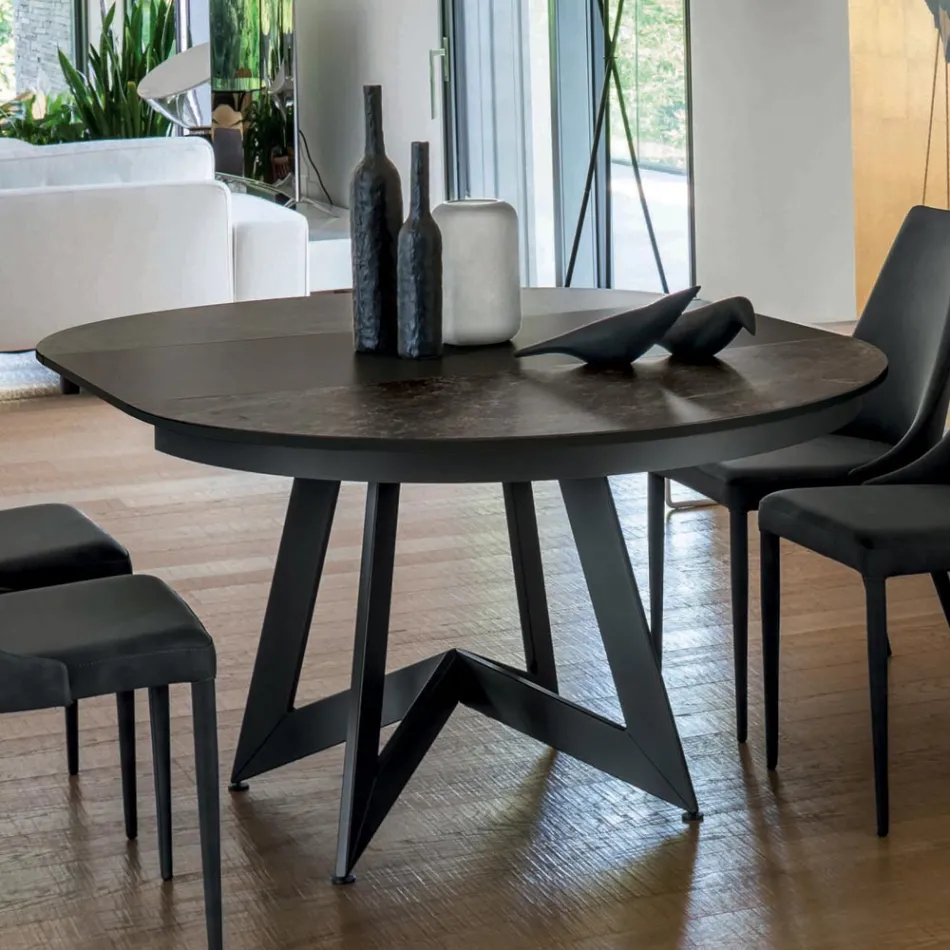 Table à manger ronde avec plateau extensible jusqu'à 180 cm Made in Italy - Muschio Viadurini