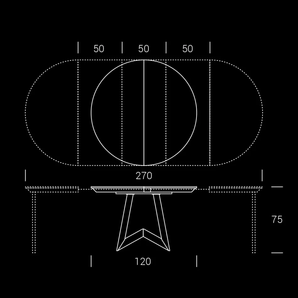 Table à manger ronde extensible jusqu'à 270 cm en céramique Made in Italy - Muschio Viadurini