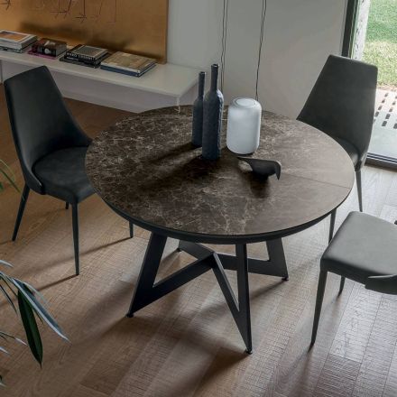 Table à manger ronde extensible jusqu'à 270 cm en céramique Made in Italy - Muschio Viadurini