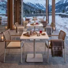 Table carrée 80x80 cm pour extérieur en aluminium beige - Alfresco Viadurini
